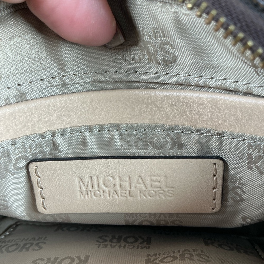 Michael Kors Fulton Small Bag Signature Brown Tan Gold Crossbody‎ Purse - Picture 11 of 11